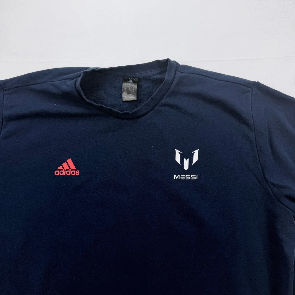 Adidas Messi Crewneck Sweatshirt Graphic Sleeve Pullover Navy Blue Mens‎ 2XL
